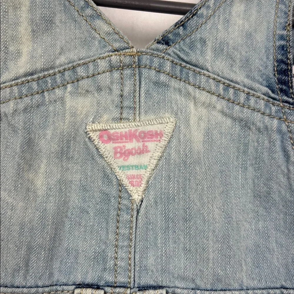 OshKosh B’Gosh embroidered and faded denim overall dress size 24 months
